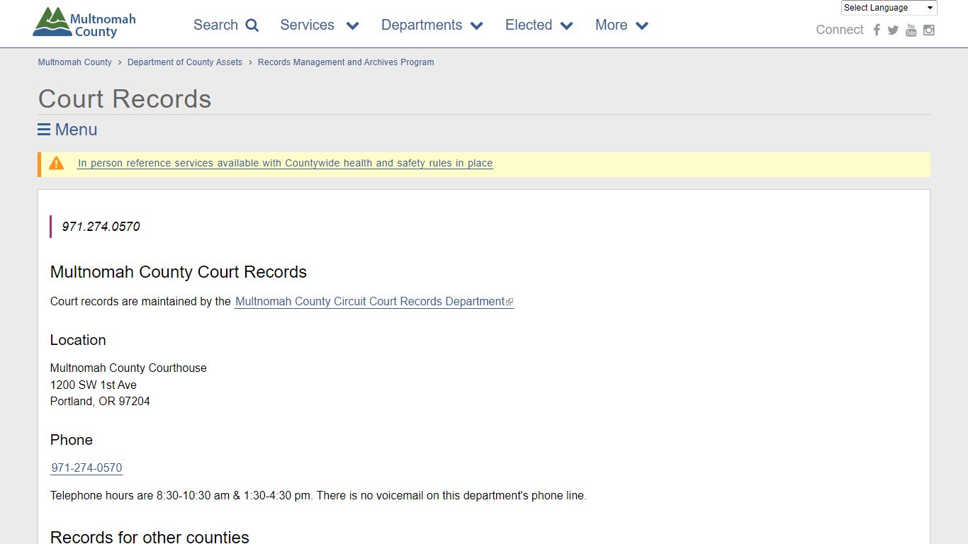 Court Records - Multnomah County